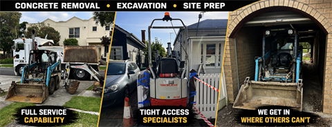 Concrete removal and tight access excavation