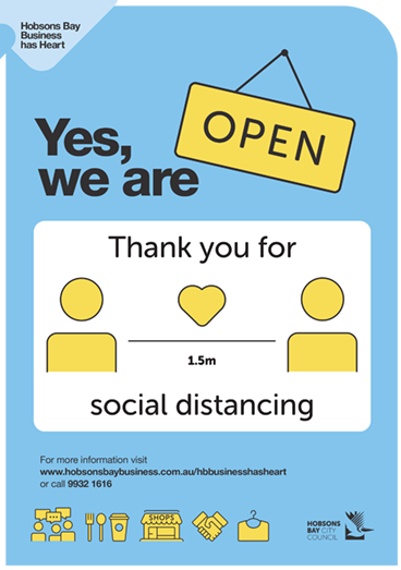 Thank you for social distancing poster blue